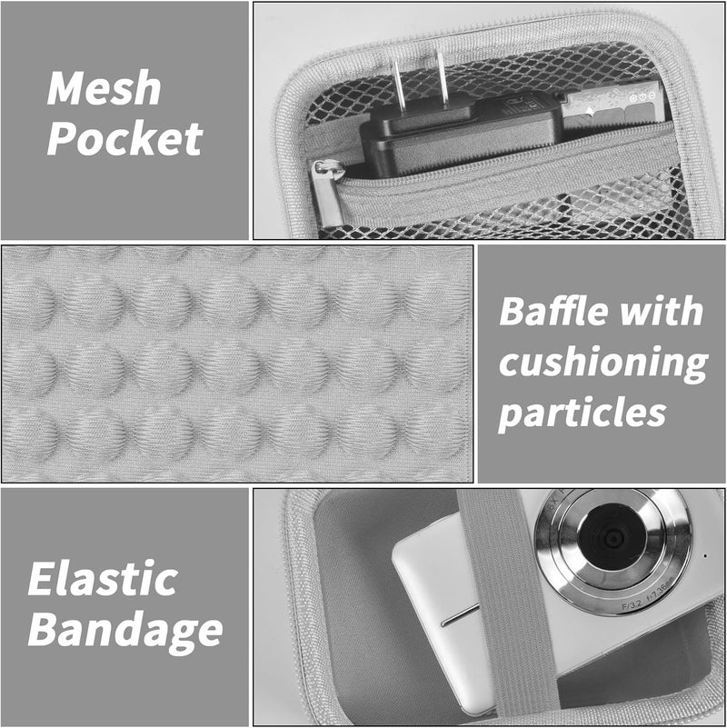 Grapsa Digital Camera Case for CAMKORY/for Kodak Pixpro/for VAHOIALD/for Sony DSCW800 830/ for Canon PowerShot 180 190. Kids Vlogging Cameras Storage Holder for Accessories (Box Only)-Grey - Image 4